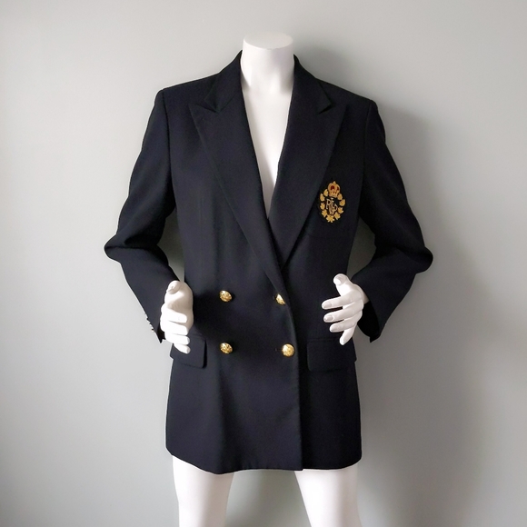 Vtg Ralph Lauren Black Gold Crest Bullion Blazer 8 - Picture 3 of 7